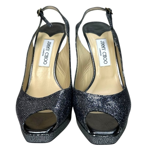Jimmy Choo, Glitter Slingback Platform Pump ‘Clue’ Box Dustbag, Size 40 IT US 10 - Picture 10 of 16